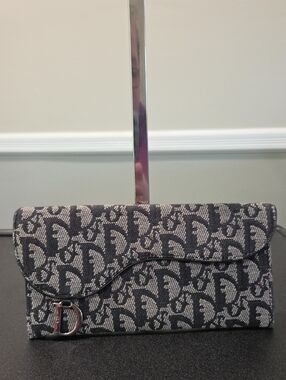 Dior Trotter Saddle Black and Gray Wallet -w/Entrupy COA